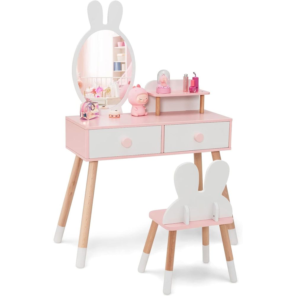 Beauty Makeup Table - EY Kids Vanity, Rabbit Themed Toddler