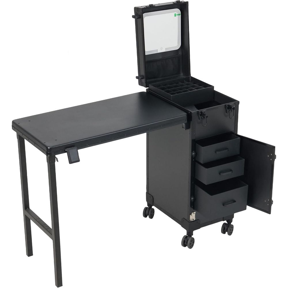 Beauty Makeup Table - Portable Nail Art Table with Storage