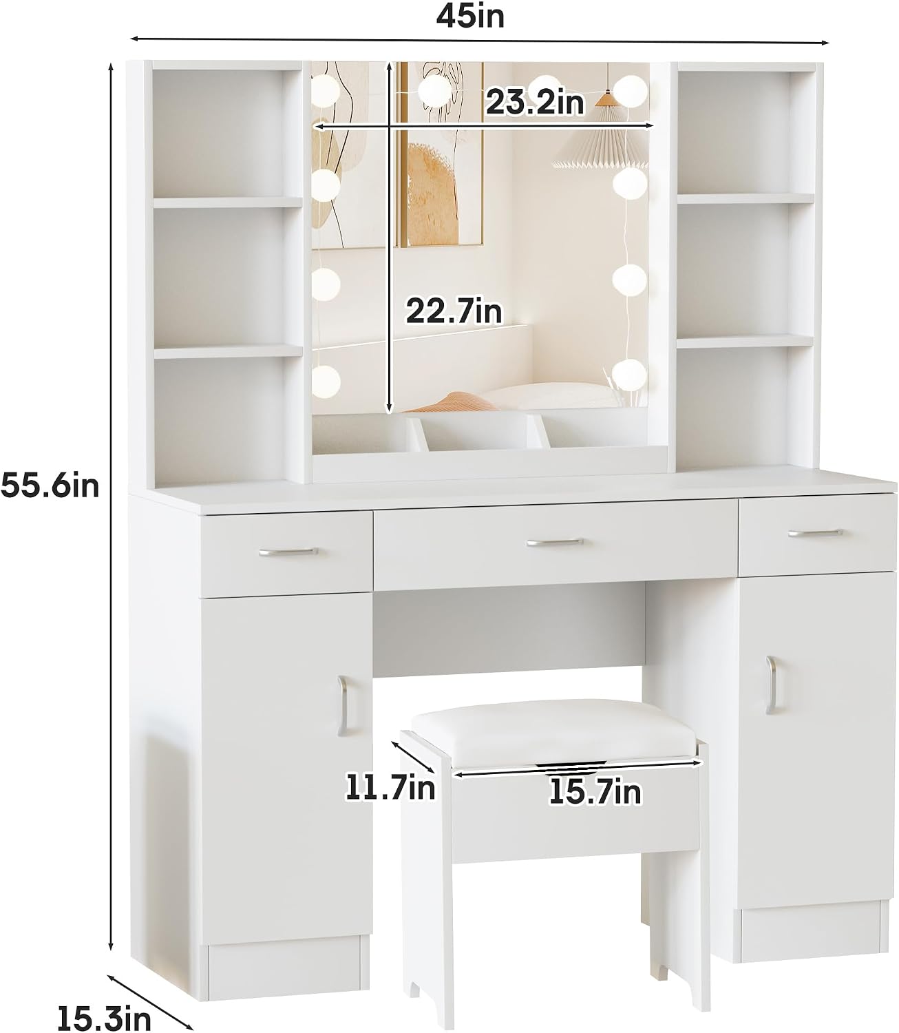 Makeup Vanity Desk with Lighte - đánh giá và giá Beauty Makeup Table