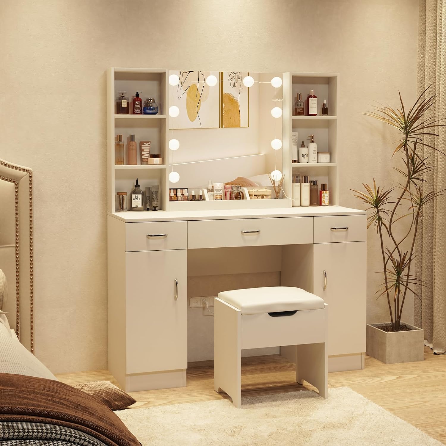 Makeup Vanity Desk with Lighte - đánh giá và giá Beauty Makeup Table