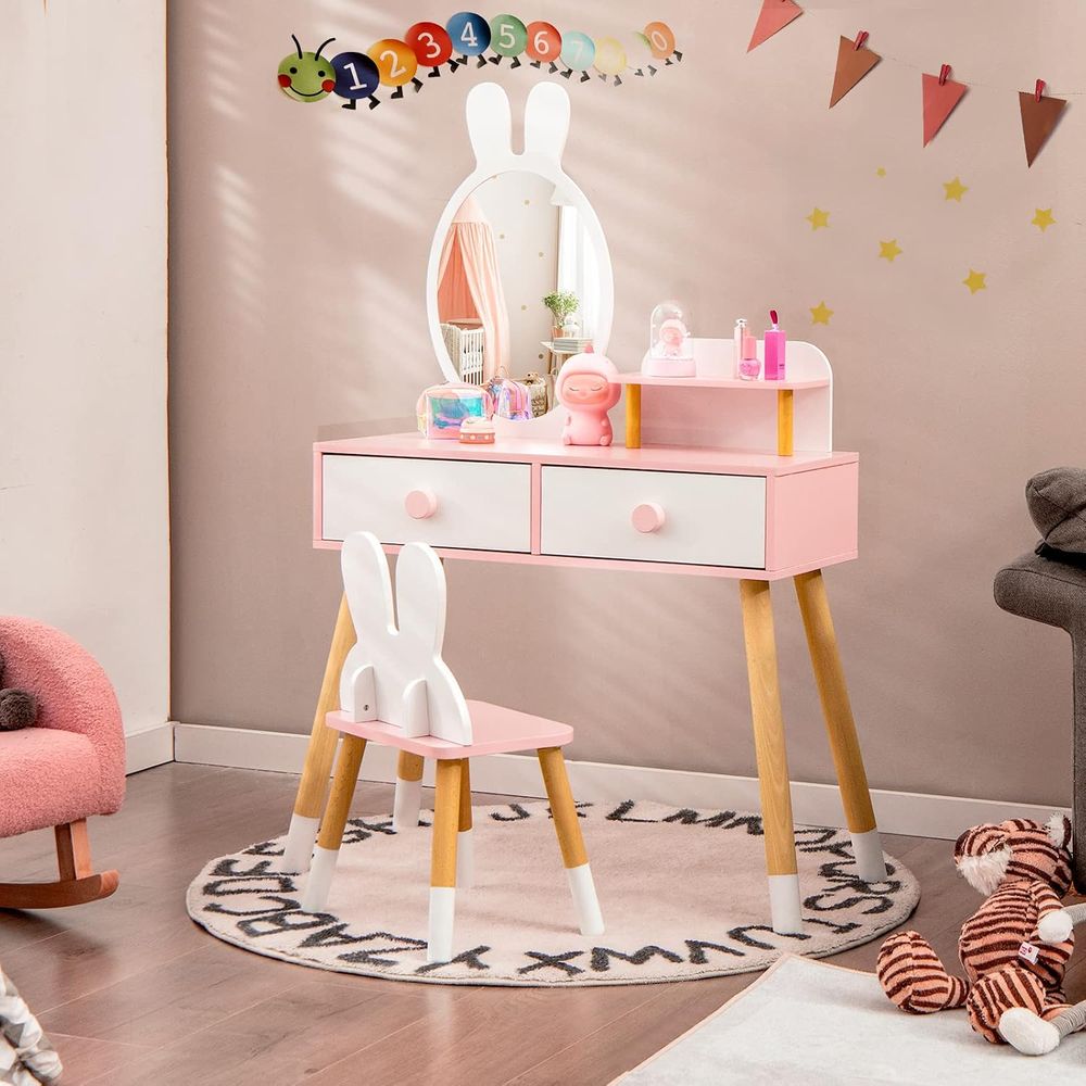 EY Kids Vanity, Rabbit Themed  - đánh giá và giá Beauty Makeup Table
