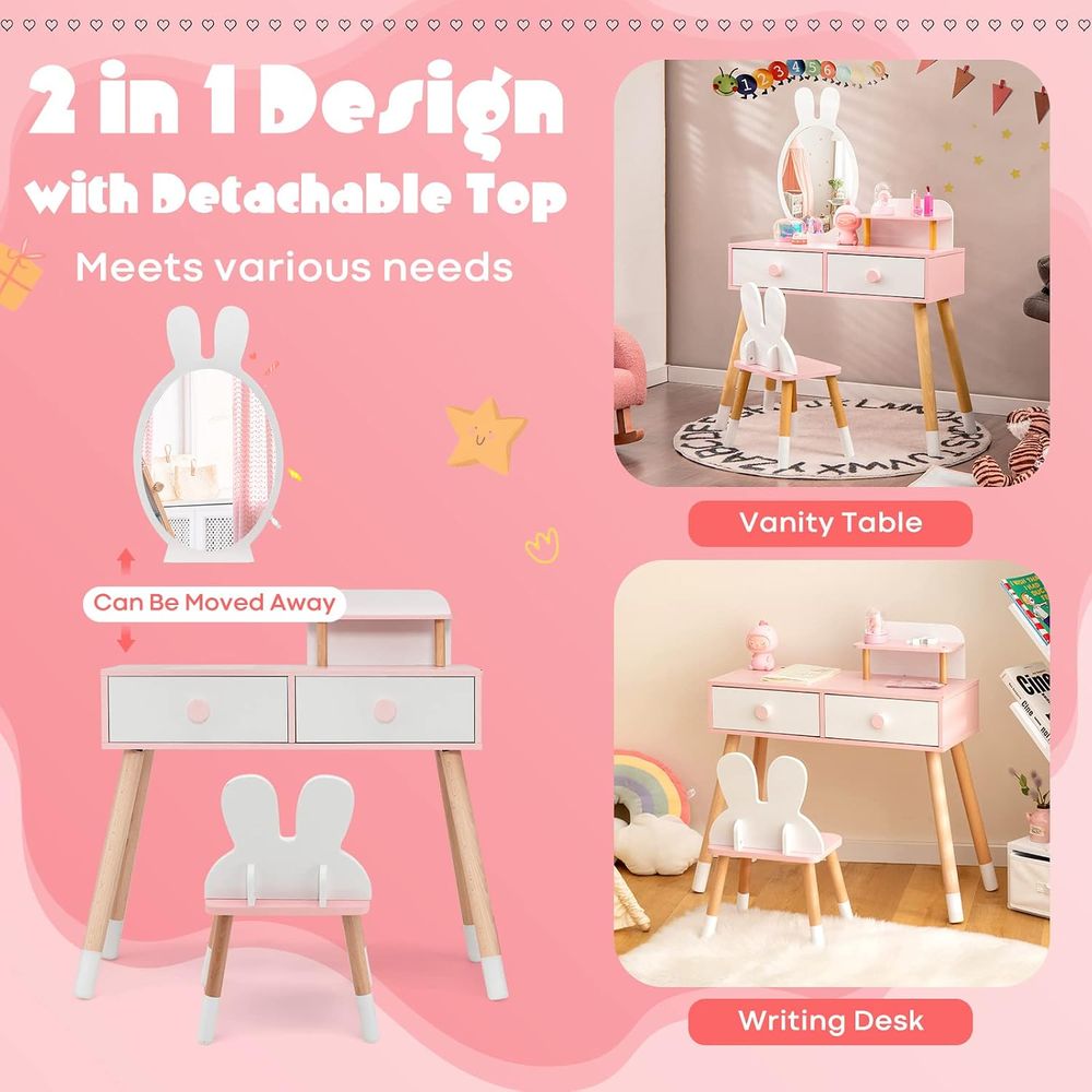 EY Kids Vanity, Rabbit Themed  - đánh giá và giá Beauty Makeup Table