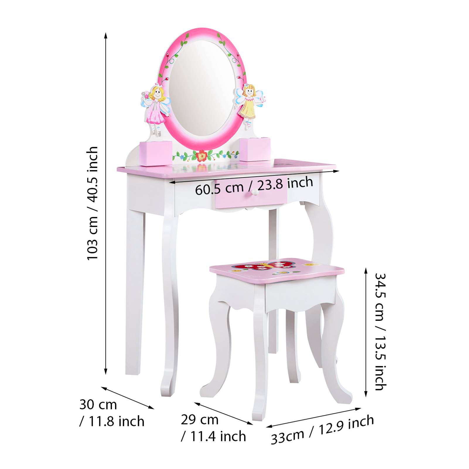 Kids Vanity Set Floral Printed - đánh giá và giá Beauty Makeup Table