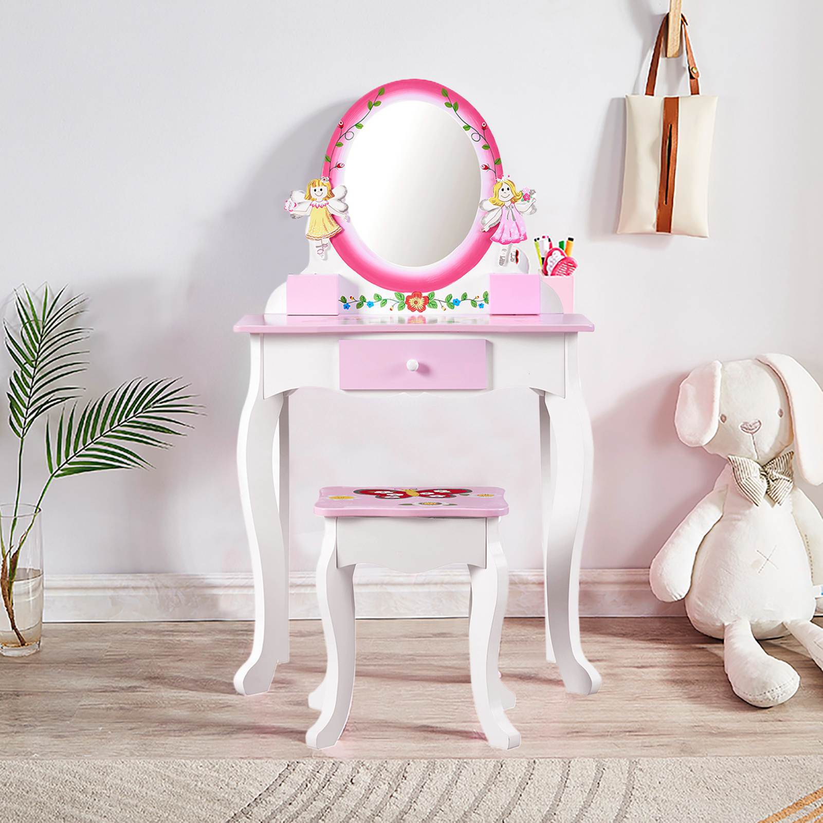Kids Vanity Set Floral Printed - đánh giá và giá Beauty Makeup Table