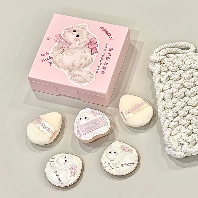 5Pcs Cute Mini Finger Puff Set - đánh giá và giá Beauty Makeup Box Set