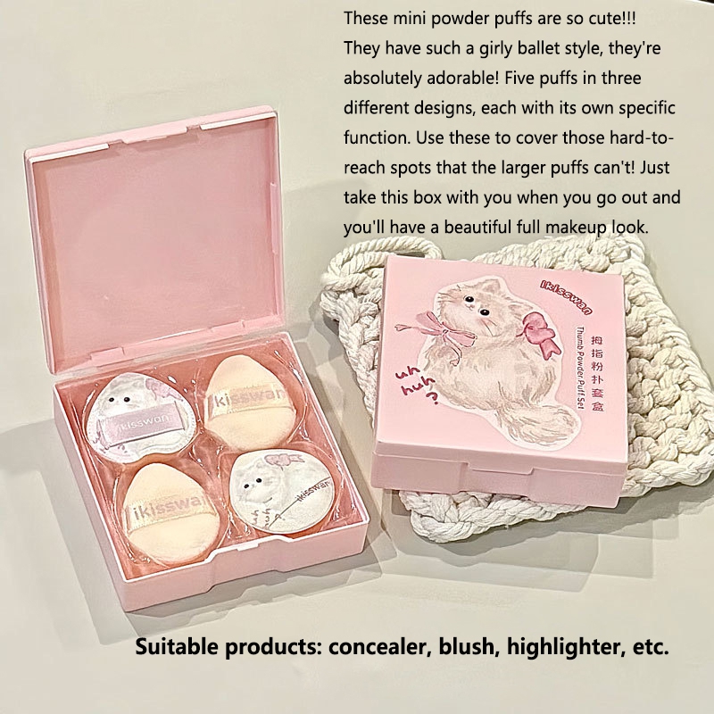 5Pcs Cute Mini Finger Puff Set - đánh giá và giá Beauty Makeup Box Set