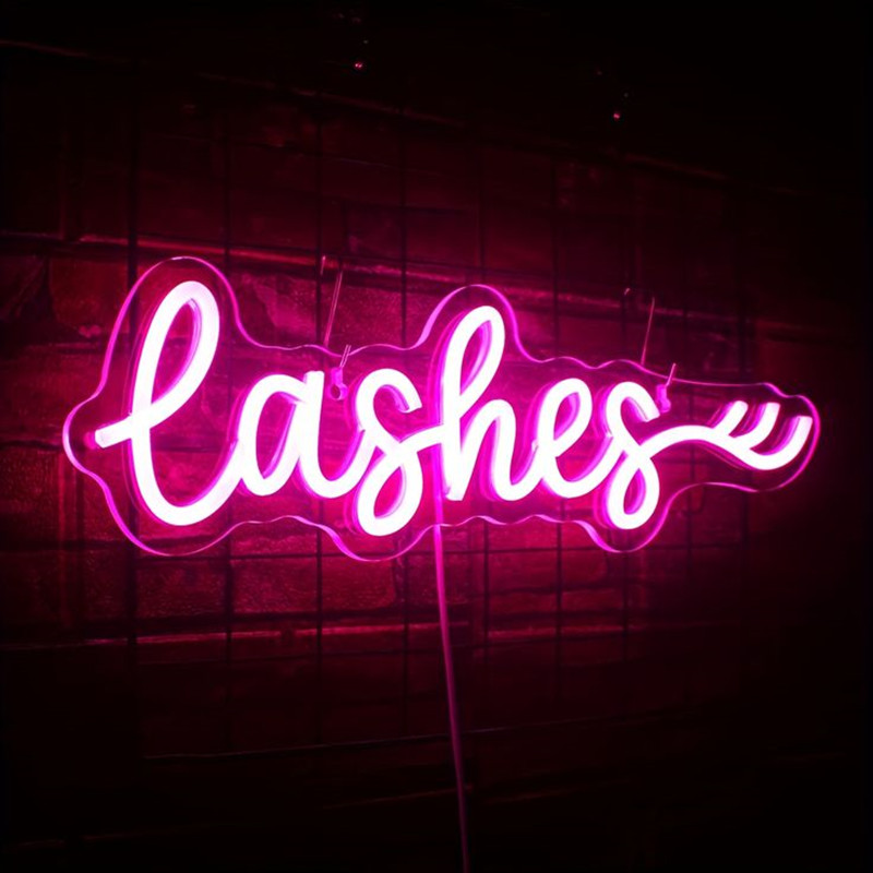 Pink LED Lashes Neon Sign Wall - đánh giá và giá Beauty And Makeup Studio